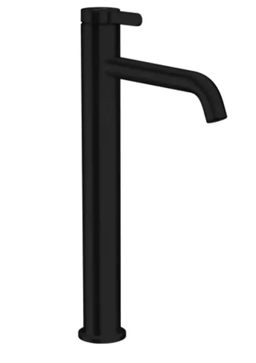 Hochwertiger Einhebel-Waschtischmischer in mattschwarz von AXOR, geeignet für Aufsatzwaschtische, mit einem ergonomischen Hebelgriff und einem modernen, minimalistischen Design.